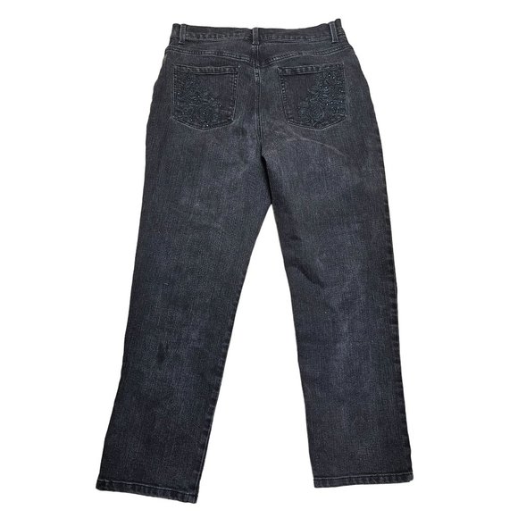 Glorai Vanderbuilt Jeans Womens 12 Amanda Missy Short Black Denim Straight Leg - Picture 4 of 10